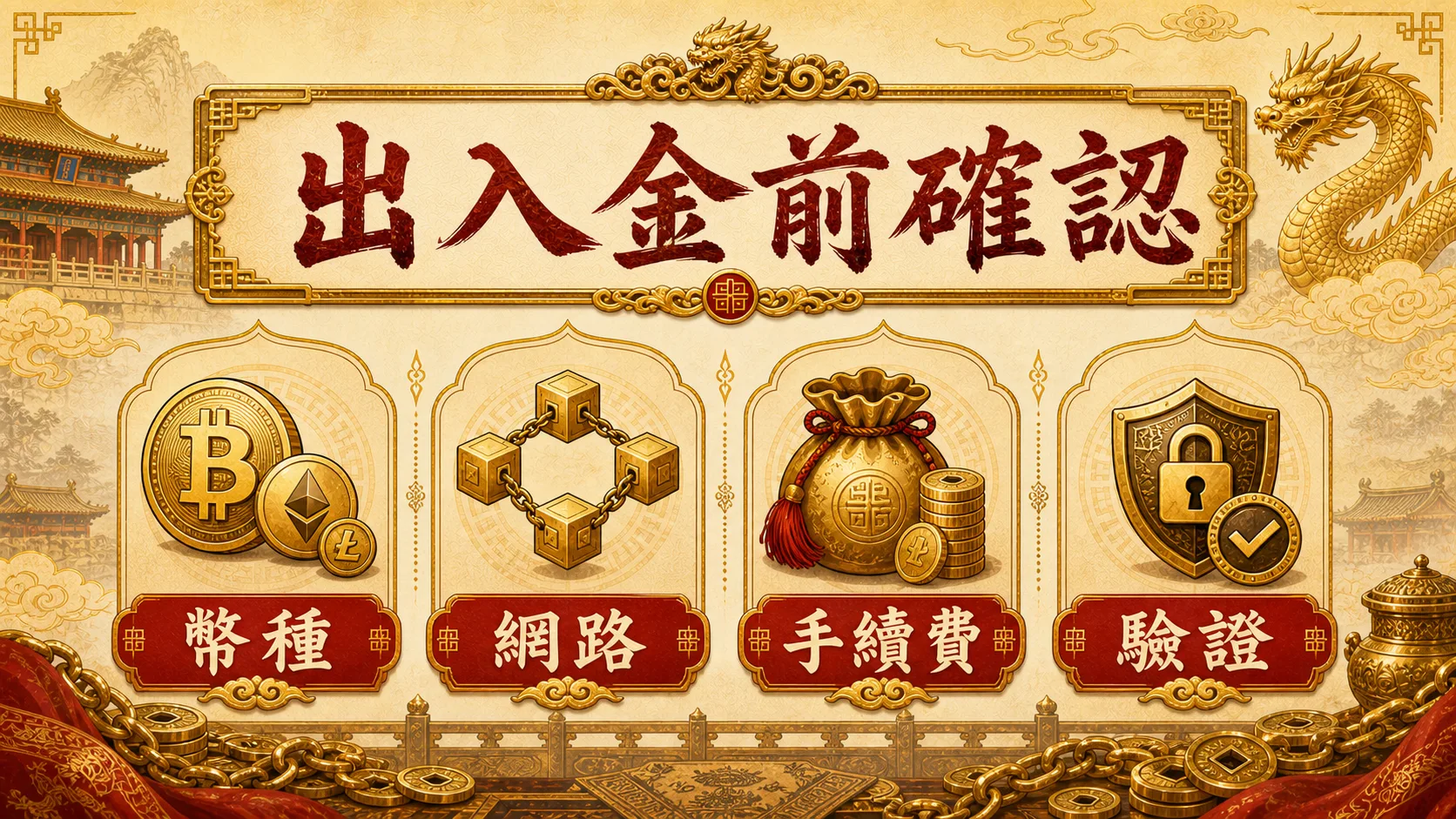 秦皇娛樂城出入金前確認圖,包含幣種、網路、手續費與驗證