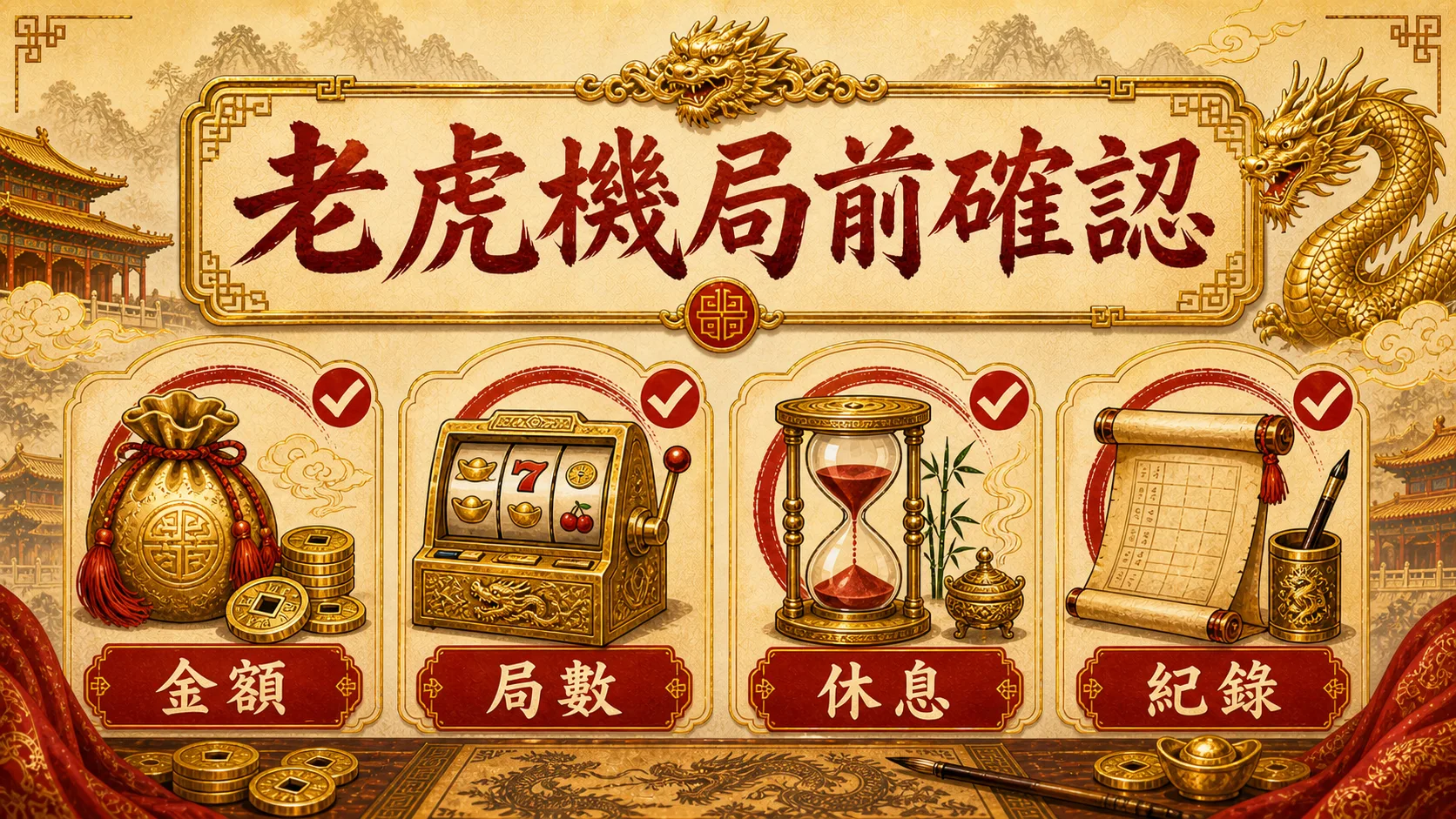 秦皇娛樂城老虎機局前確認圖,包含金額、局數、休息與紀錄